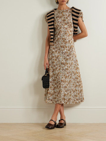 Dôen Rhodia floral-print organic cotton-voile midi dress