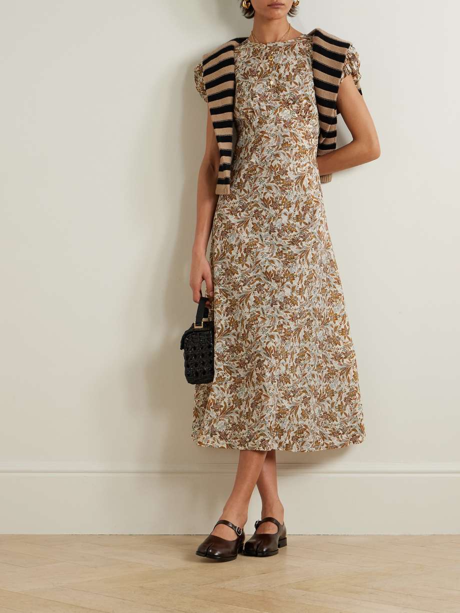 rhodia floral-print organic cotton-voile midi dress