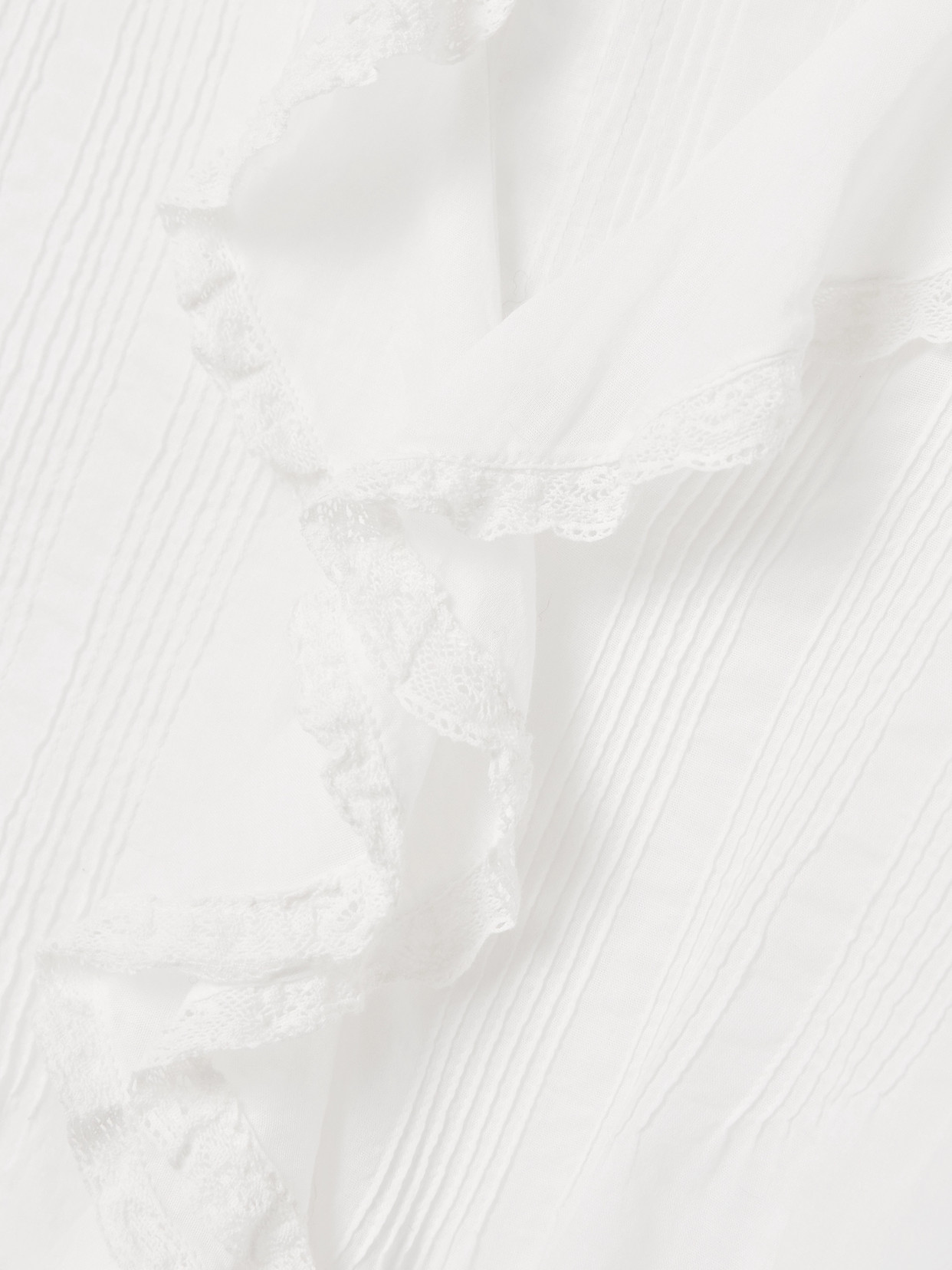 Dôen - Hardy Lace-Trimmed Ruffled Pintucked Organic Cotton-Voile Blouse