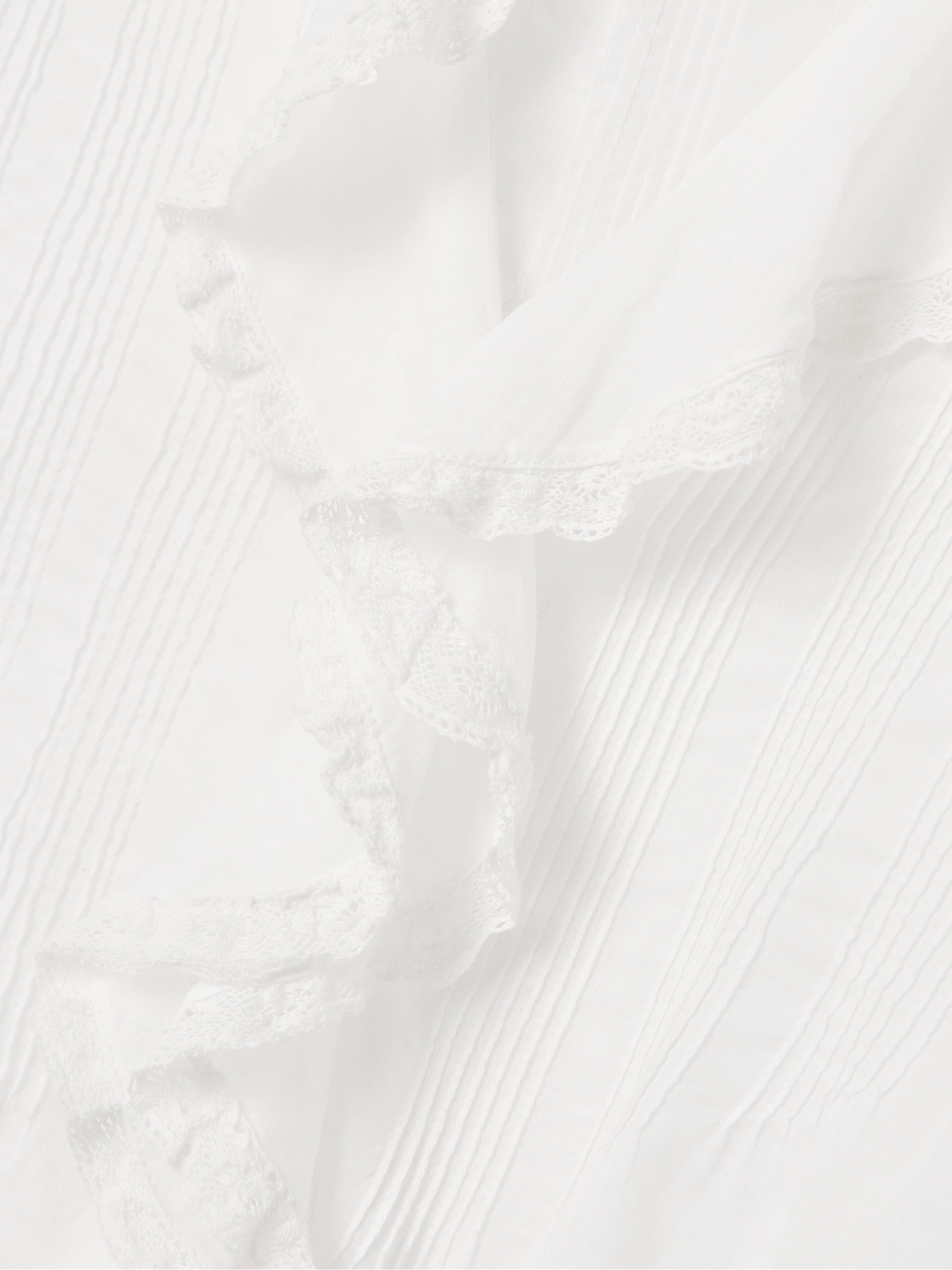Dôen Hardy lace-trimmed ruffled pintucked organic cotton-voile blouse