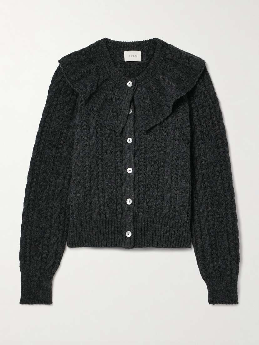 DÔEN Nerina Cable And Pointelle-knit Alpaca-blend Cardigan
