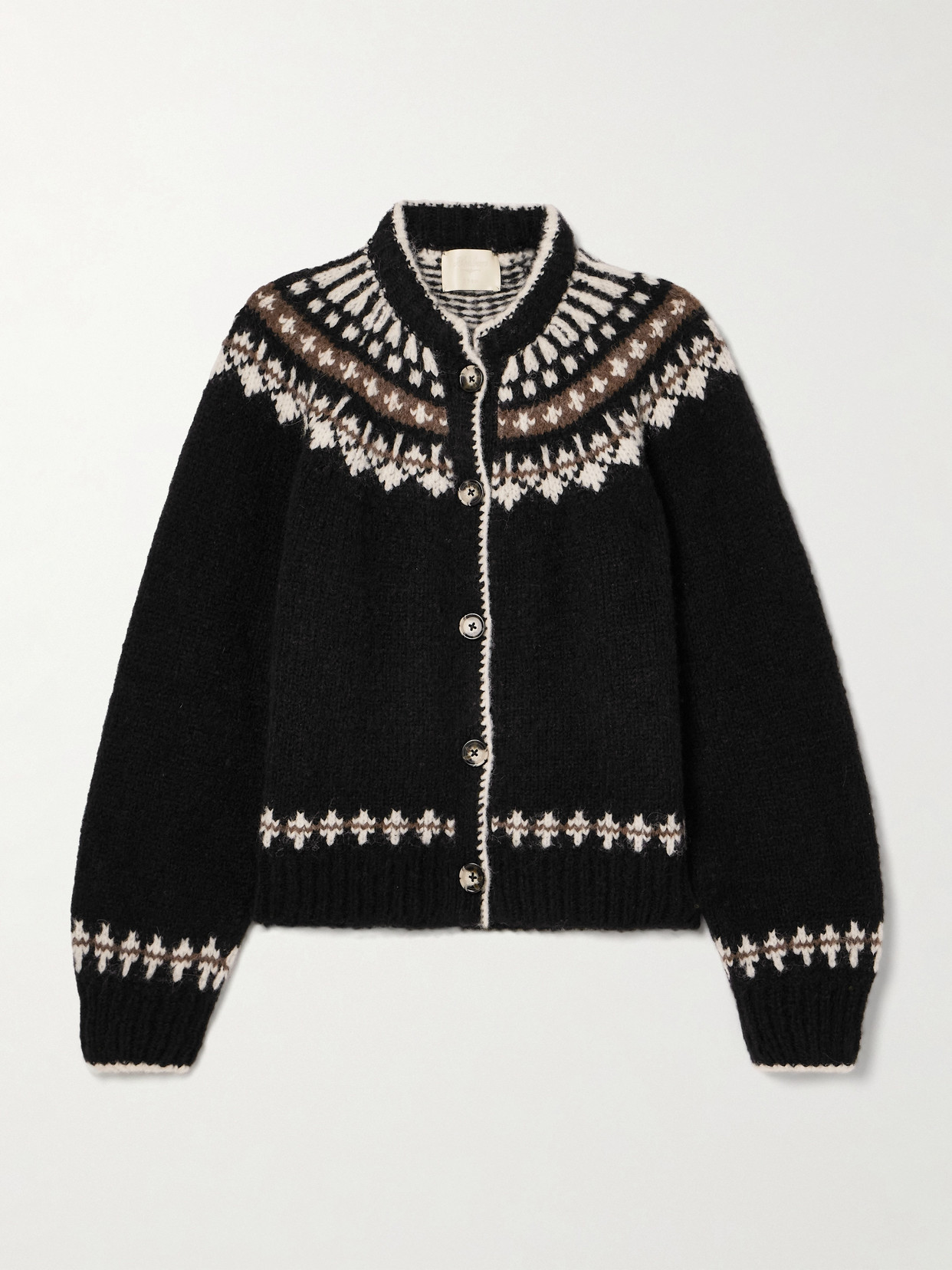 DÔEN - Clarke Fair Isle Knitted Cardigan - Black