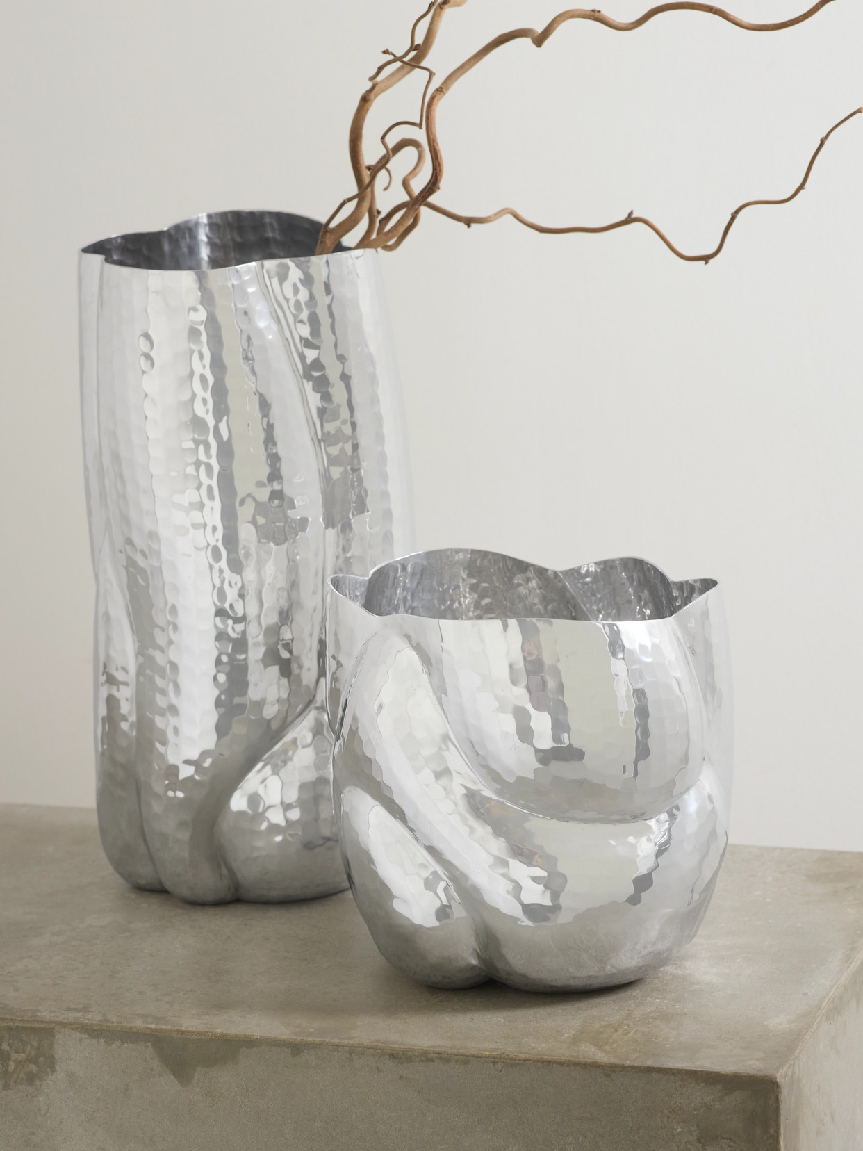 Tom Dixon Cloud Short Aluminum Vase In Silver