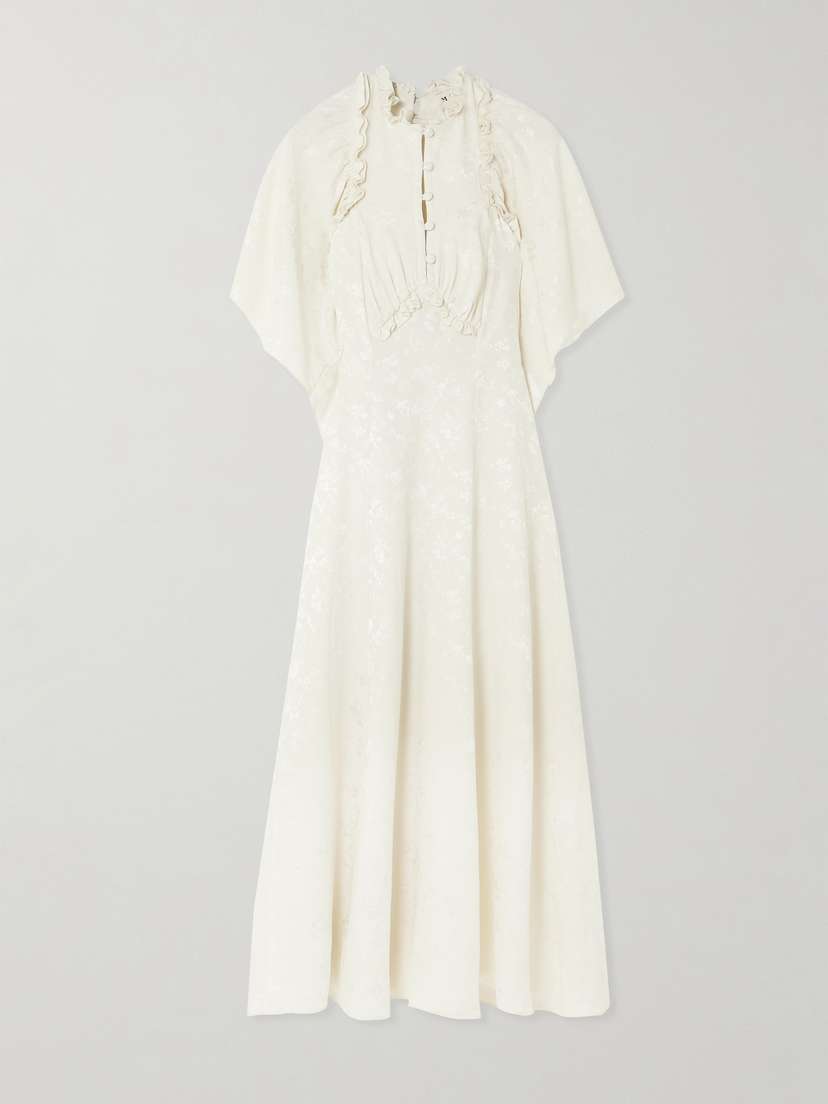 MAISON MAYLE Corazon Open-back Ruffled Silk-jacquard Midi Dress