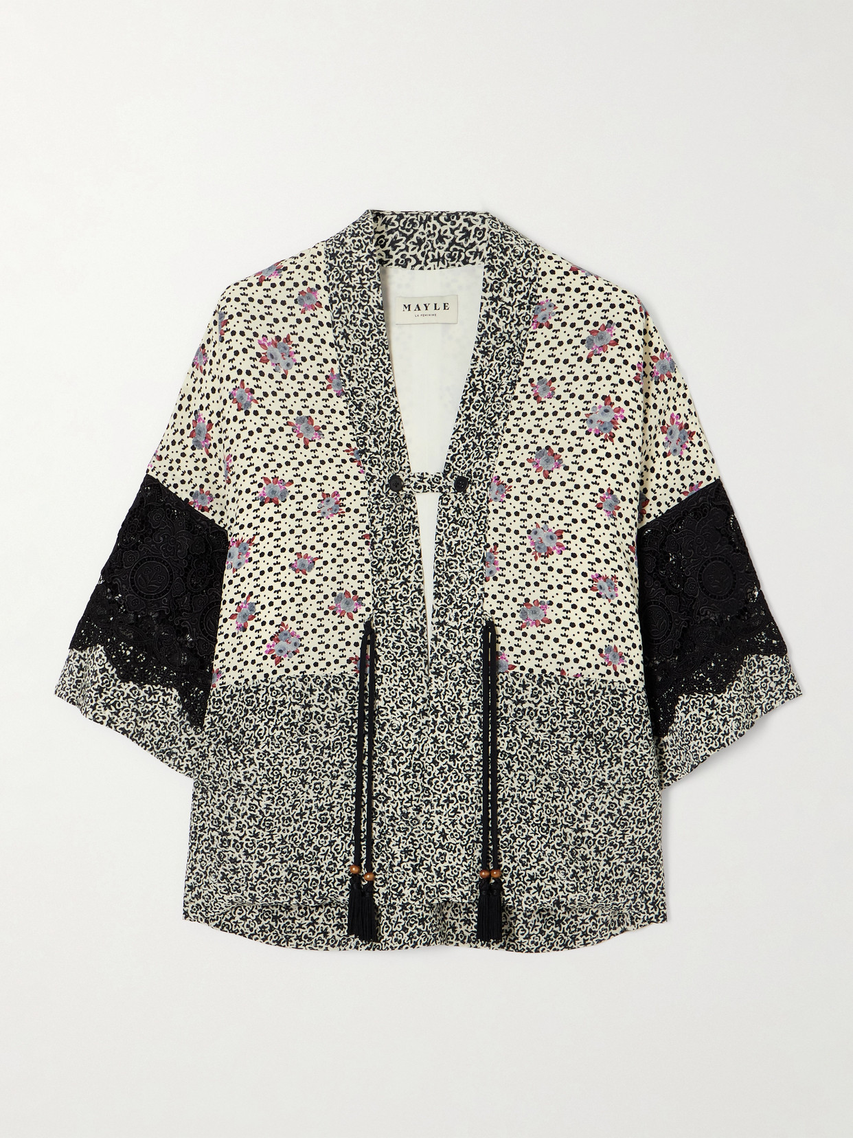 MAISON MAYLE - Sunset Tasselled Floral-print Lace-trimmed Silk Crepe De Chine Jacket - Multi