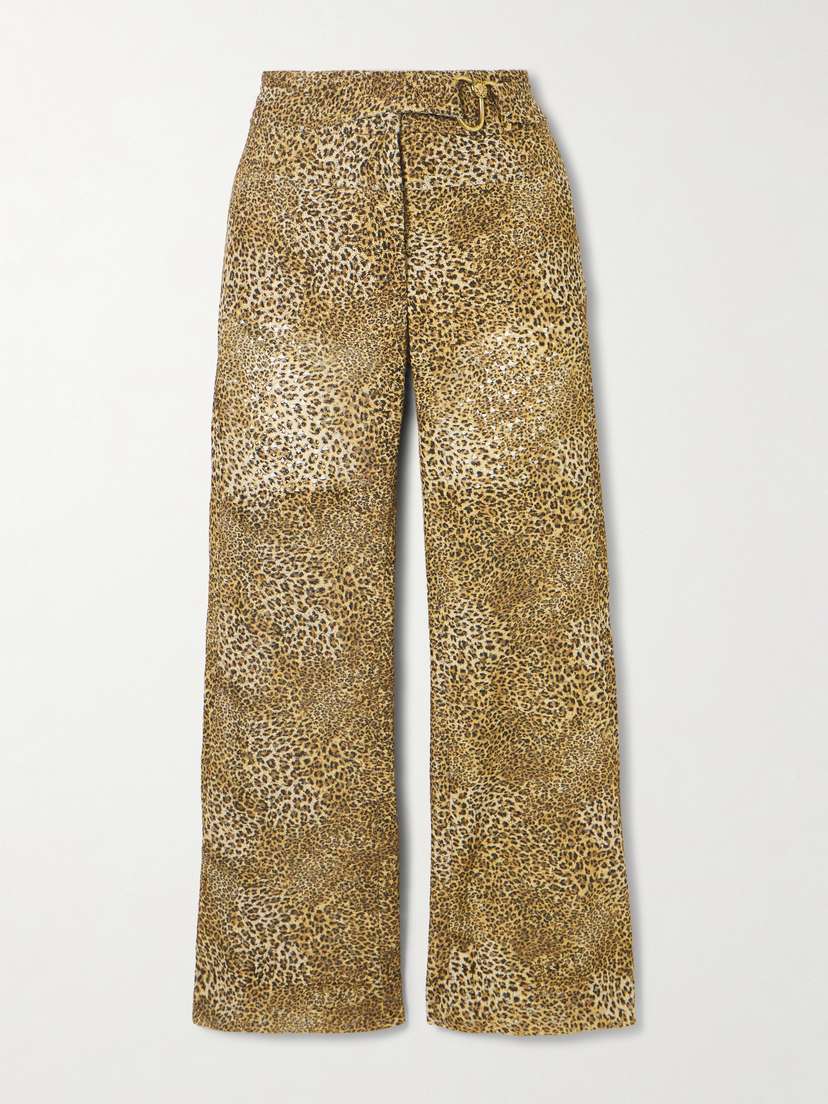 MAISON MAYLE Chappy Cropped Belted Leopard-print Woven Flared Pants