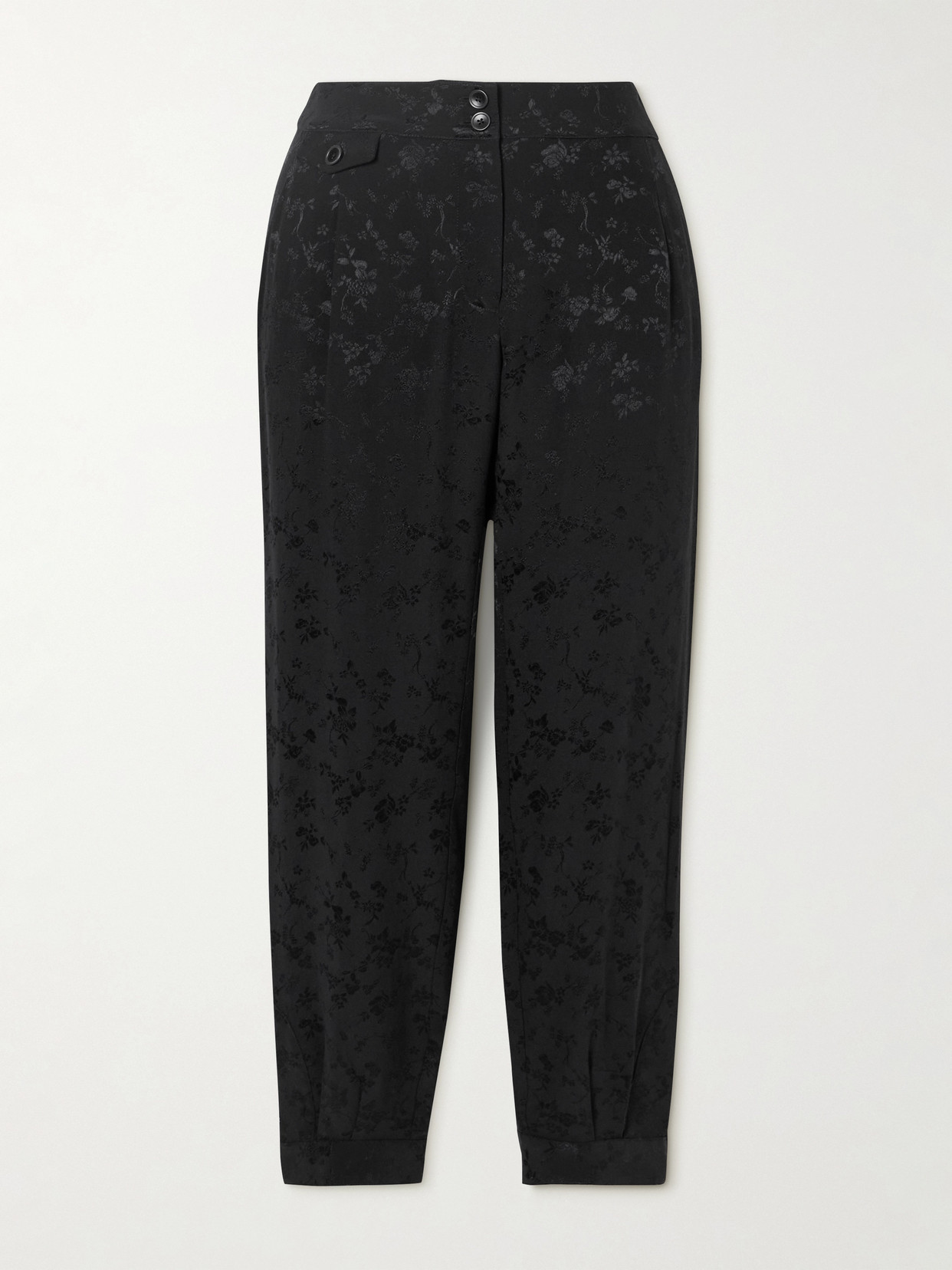 Maison Mayle Gaucha Cropped Silk-jacquard Straight-leg Pants In Black