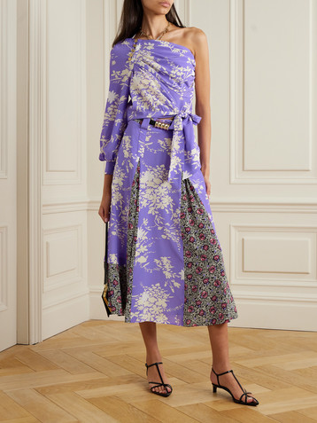 MAISON MAYLE Solange one-shoulder draped floral-print silk crepe de chine top