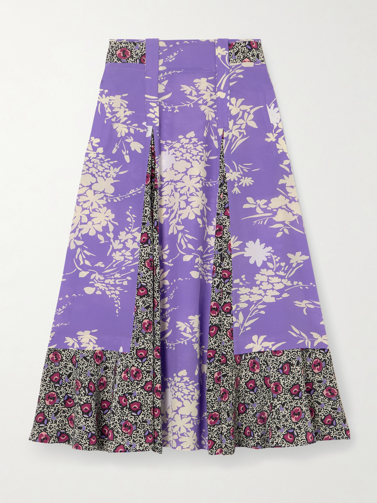 Maison Mayle Atalante Pleated Floral-print Silk Crepe De Chine Midi Skirt In Multi