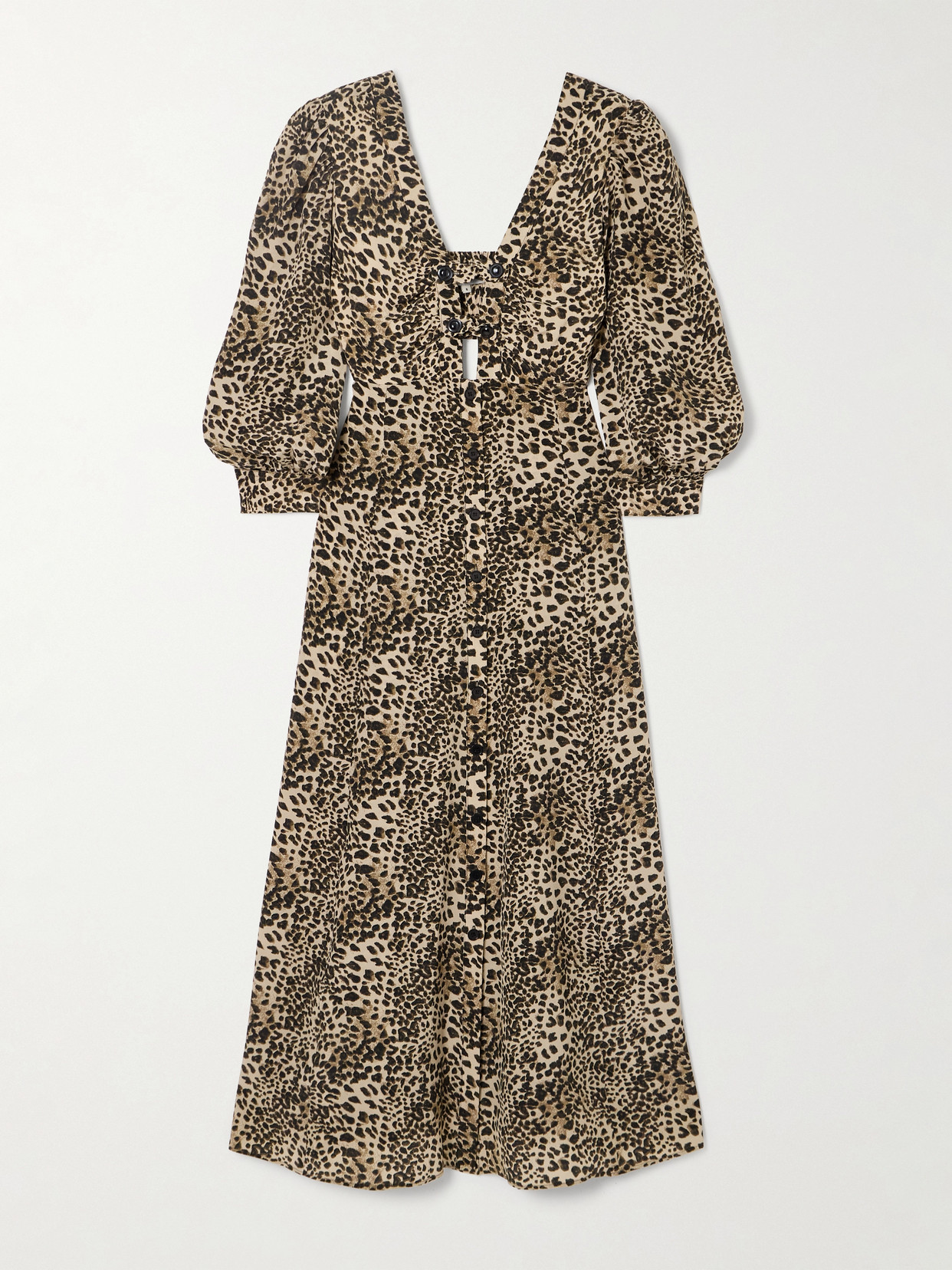 Maison Mayle Buenadea Leopard-print Silk Crepe De Chine Midi Dress In Animal Print