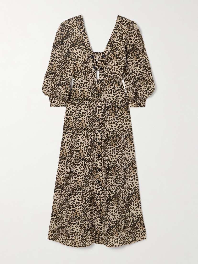 MAISON MAYLE Buenadea Leopard-print Silk Crepe De Chine Midi Dress