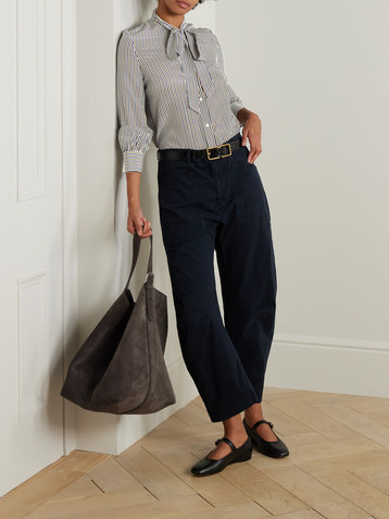 Nili Lotan Carina pussy-bow striped silk blouse