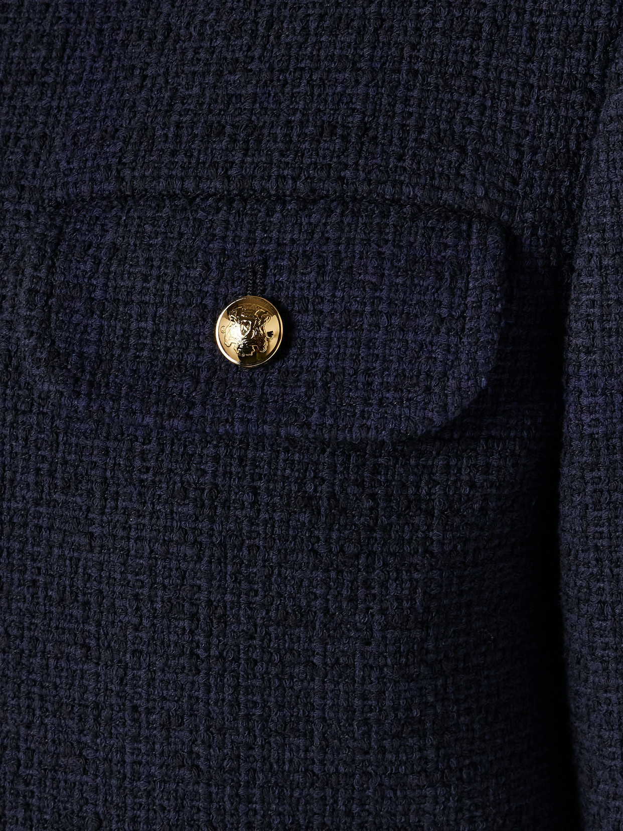 Shop Nili Lotan Paola Cotton-blend Tweed Jacket In Blue