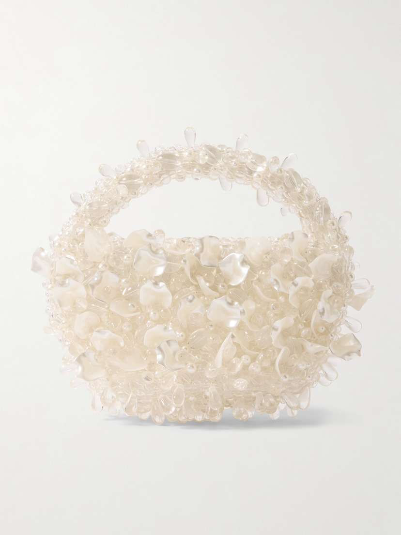 Clio Peppiatt Petal Embellished Satin Tote