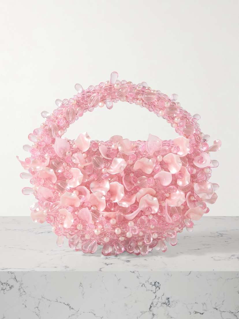 Clio Peppiatt Petal Embellished Satin Tote