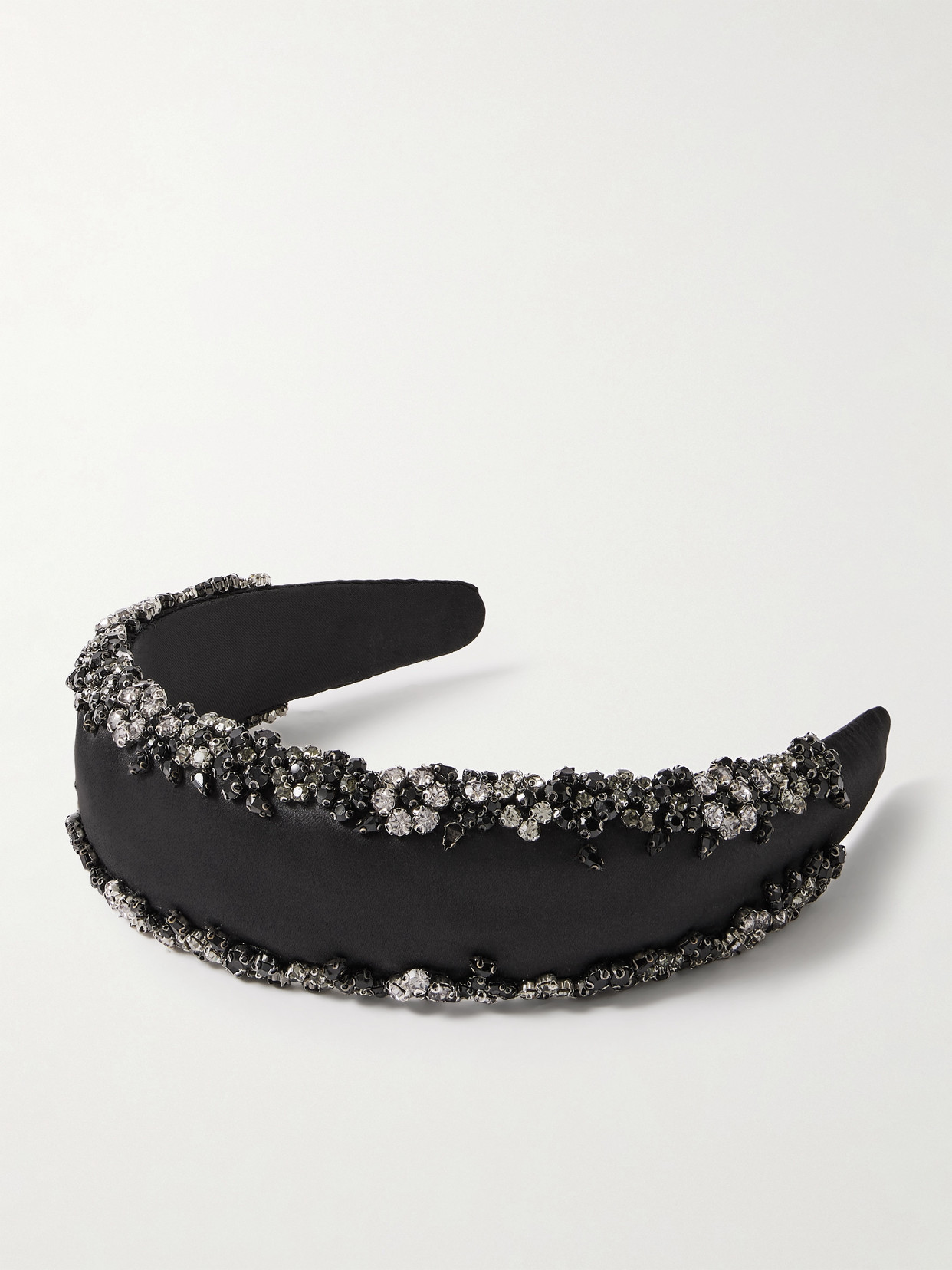 Clio Peppiatt - Blossom Crystal-embellished Satin Headband - Black