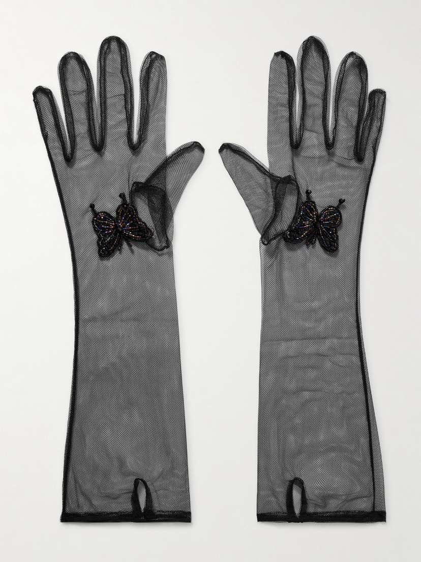 Clio Peppiatt Iris Embellished Tulle Gloves