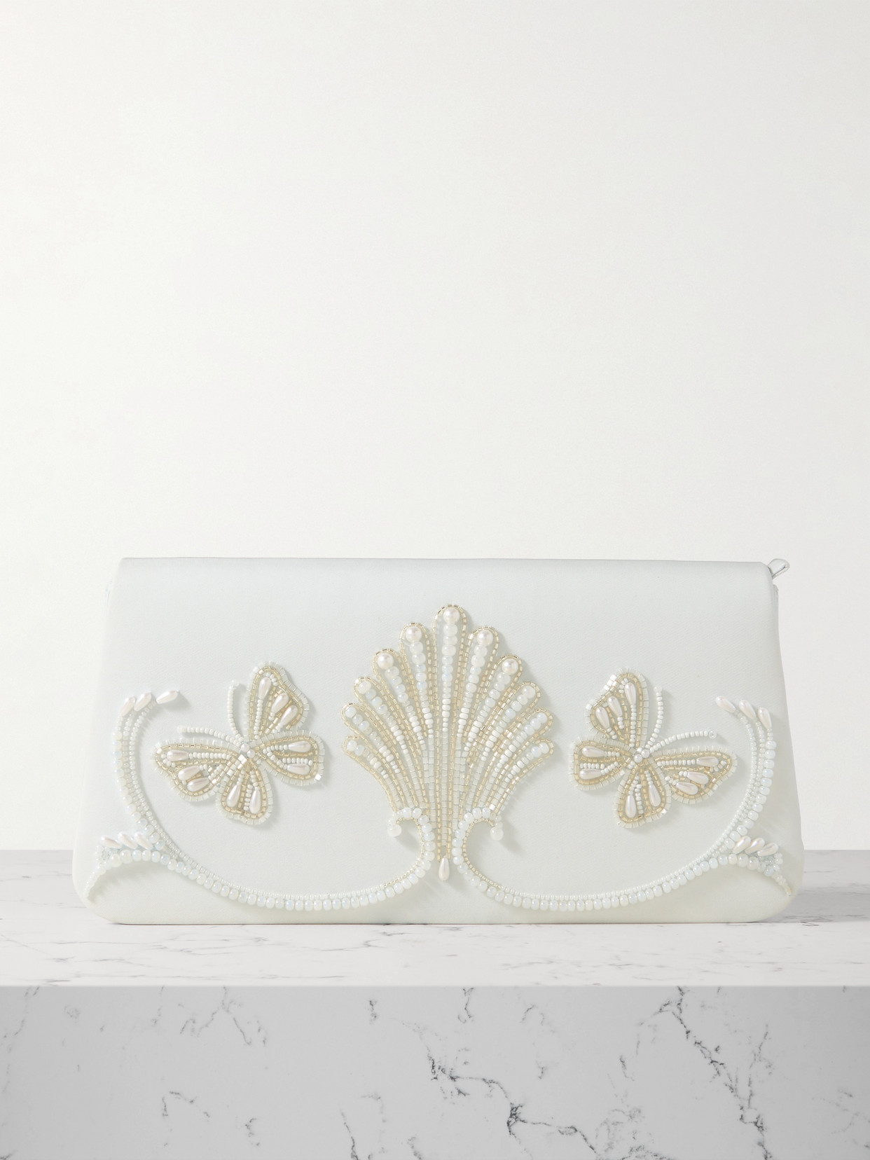 Clio Peppiatt Bluebell Embellished Satin Clutch