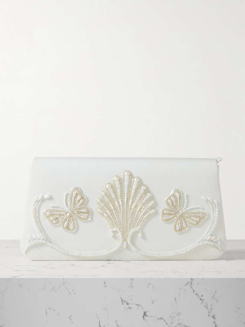 Clio Peppiatt bell Embellished Satin Clutch
