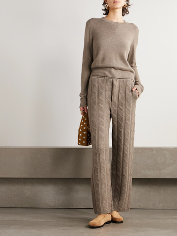 LISA YANG Ebba cable-knit cashmere wide-leg pants