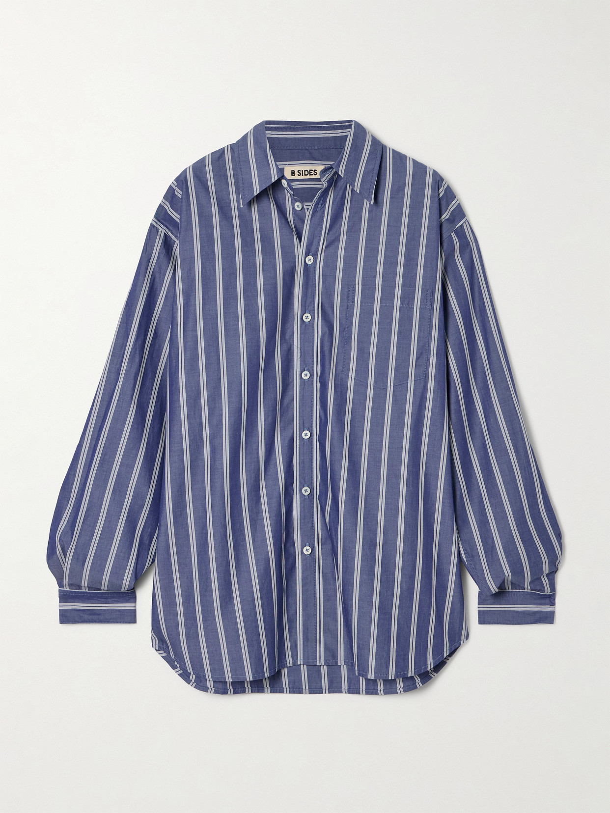 B Sides Nolan Striped Cotton-poplin Shirt In Blue