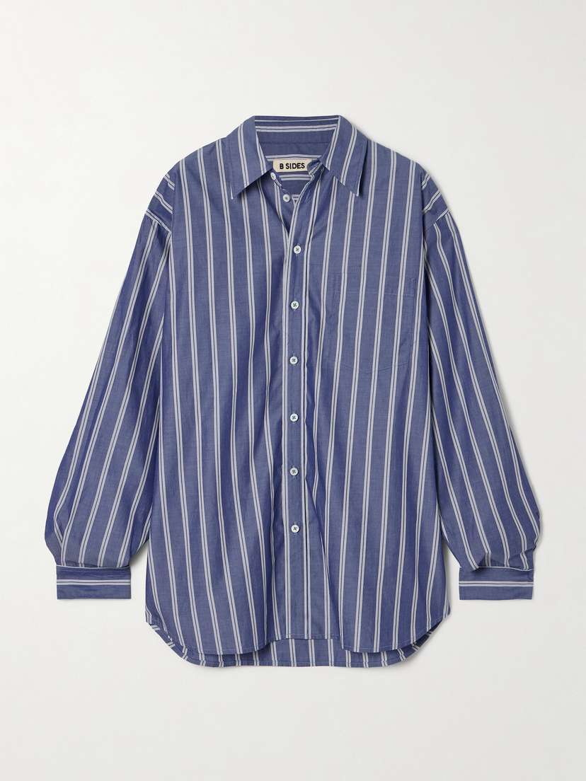 B SIDES Nolan Striped Cotton-poplin Shirt