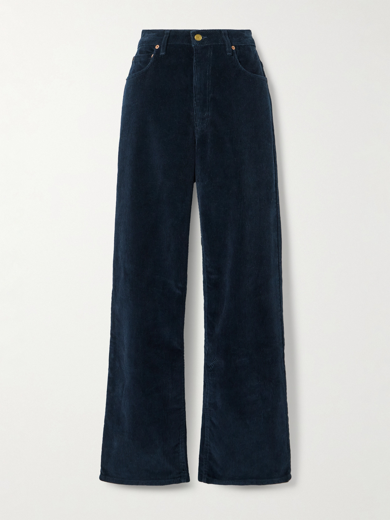 B Sides Elissa High-rise Wide-leg Cotton-corduroy Pants In Blue