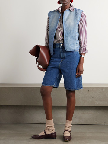 B Sides Reversible denim and faux shearling vest