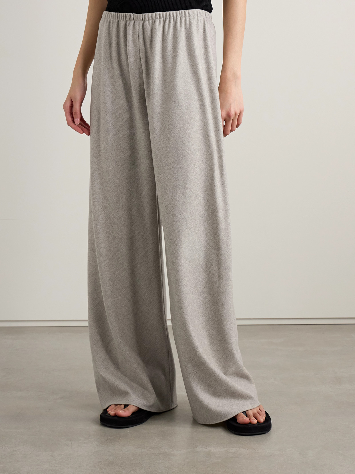 THE ROW GALA WOOL AND CASHMERE-BLEND FLANNEL WIDE-LEG PANTS