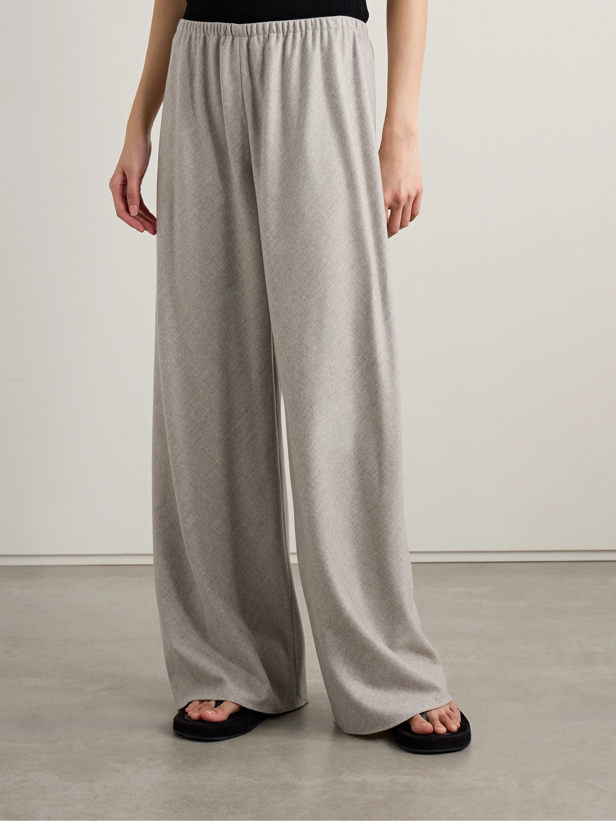 The Row - Gala wool and cashmere-blend flannel wide-leg pants | Plush