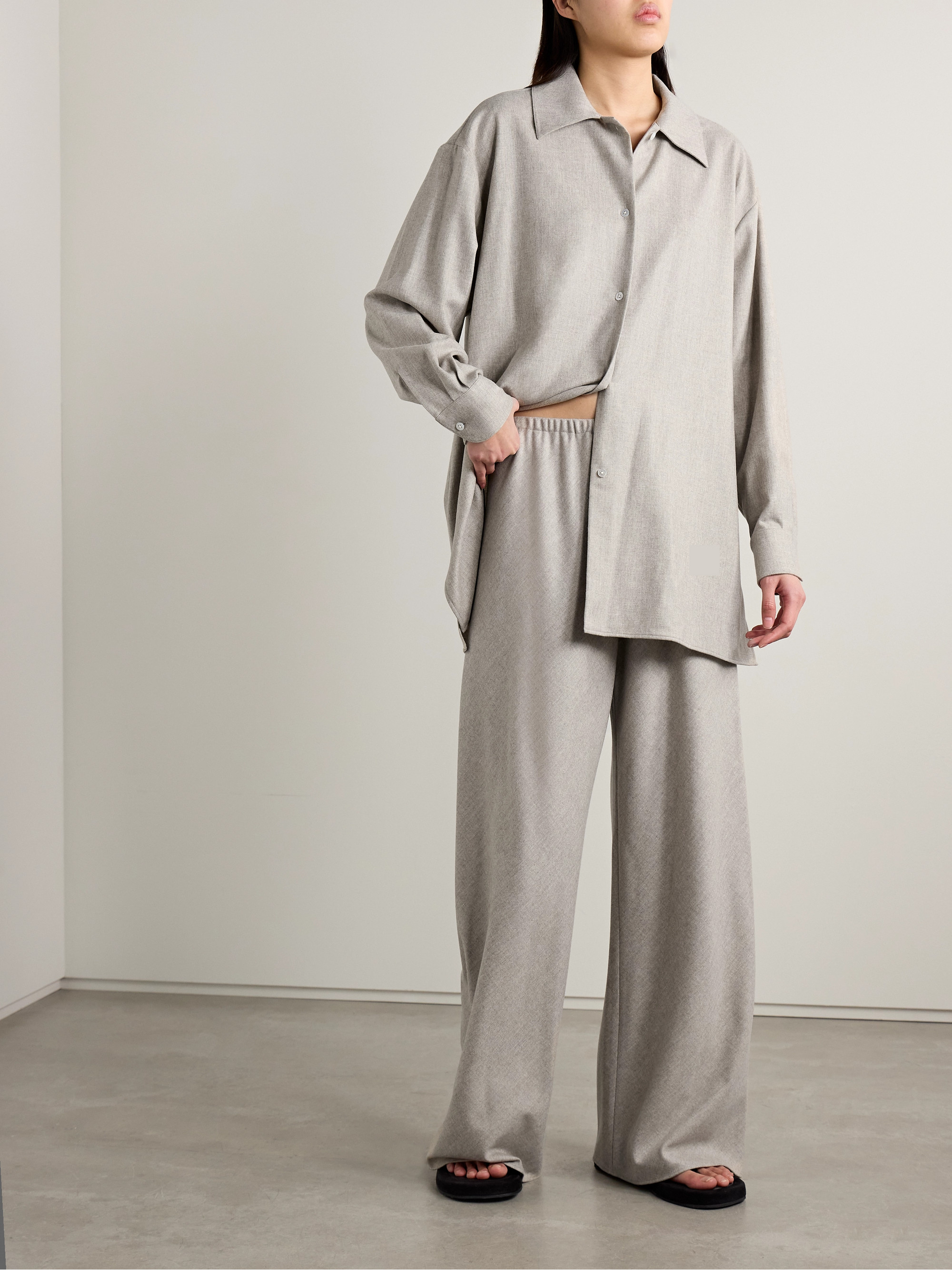 The Row - Gala wool and cashmere-blend flannel wide-leg pants | Plush