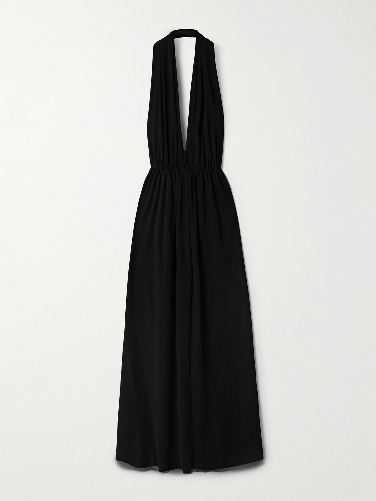 The Row Pharao Open-back Stretch-jersey Halterneck Gown In Black
