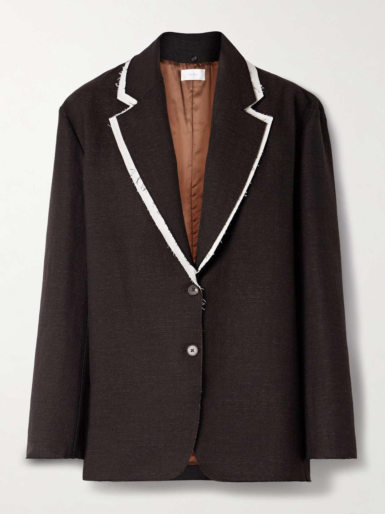 The Row Lysandre Convertible Frayed Cotton-blend Canvas Jacket In Brown