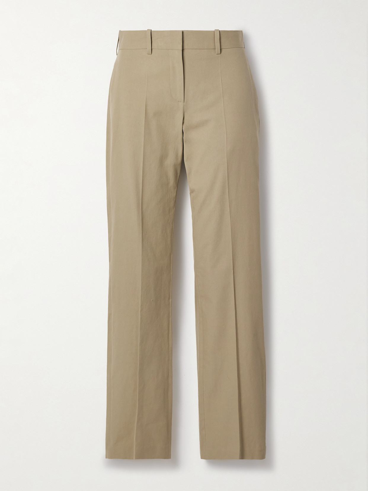 The Row Selvie Cotton-blend Twill Straight-leg Pants In Neutrals