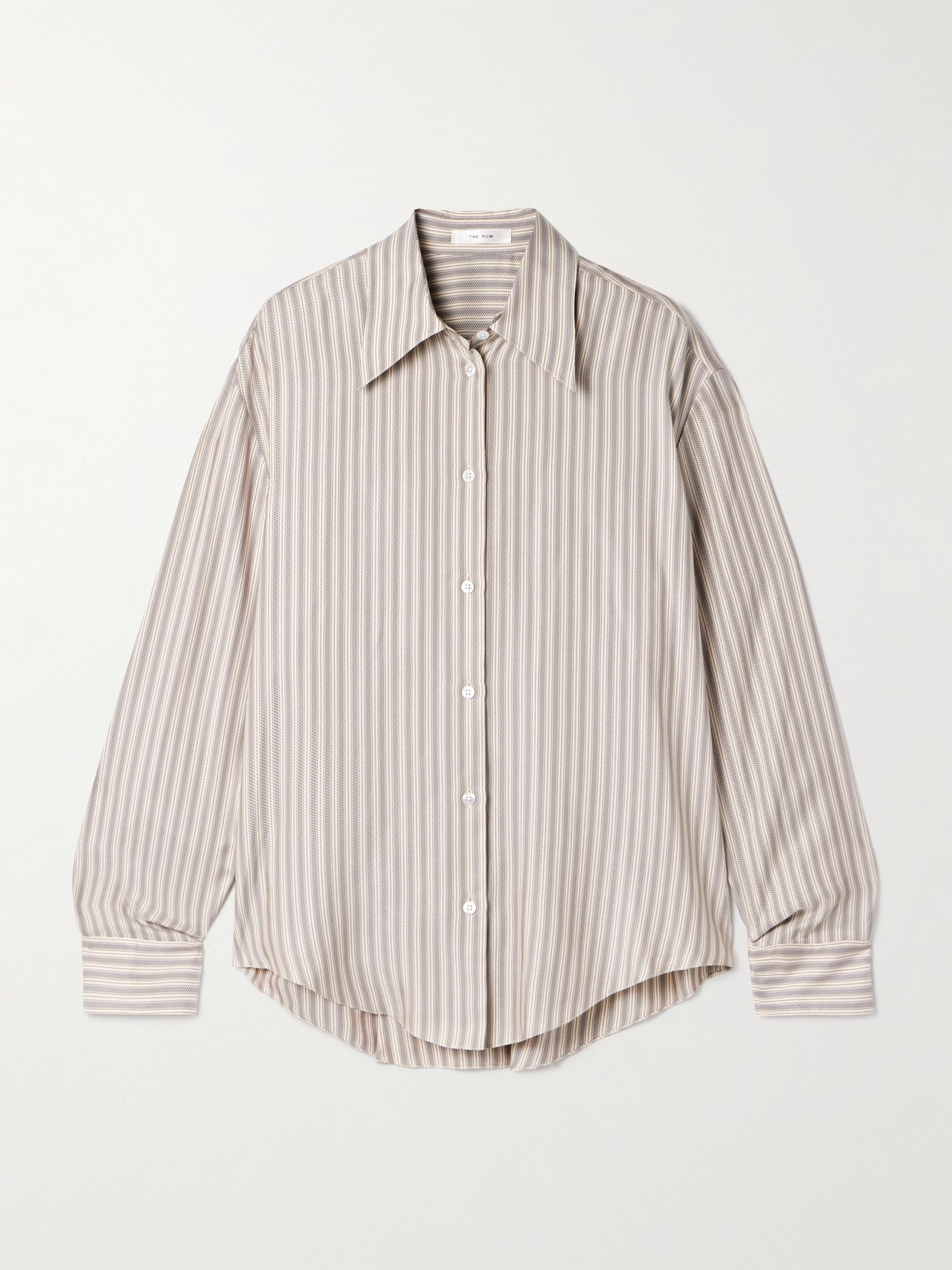 The Row Parave Striped Silk Shirt In Neutrals