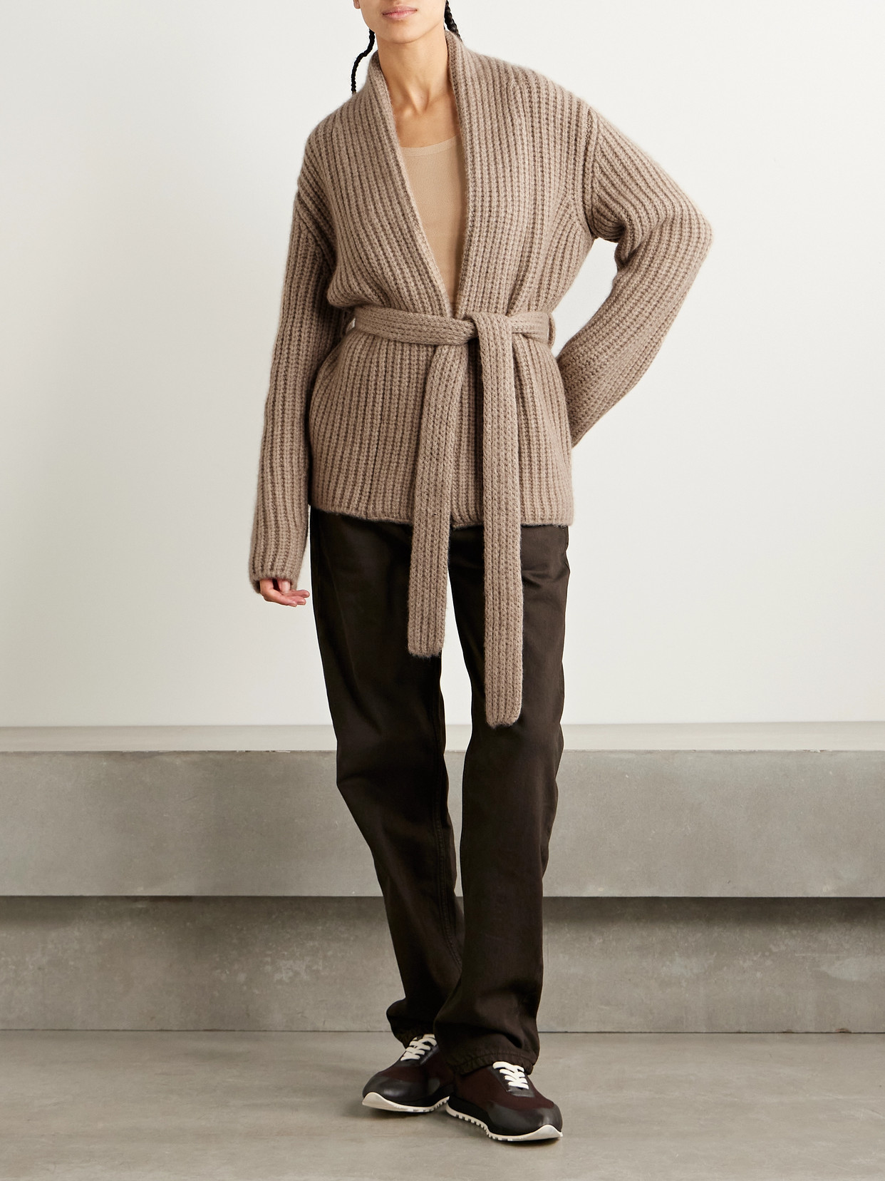 The Row Isotani Belted Cashmere And Silk-blend Cardigan In Neutrals