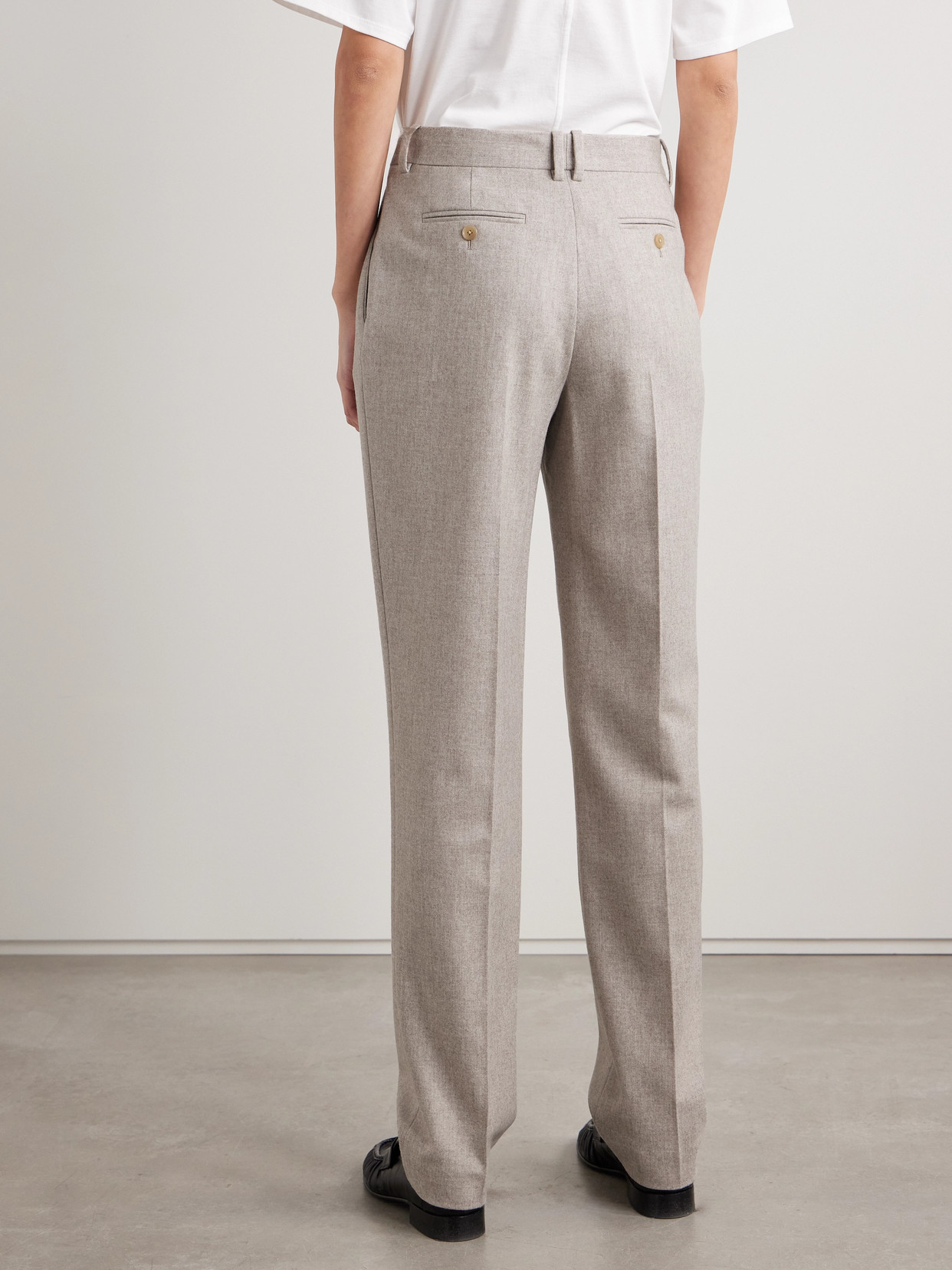 The Row Norbert Brushed Wool And Cashmere-blend Straight-leg Pants In Cream