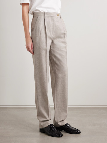 The Row Norbert brushed wool and cashmere-blend straight-leg pants