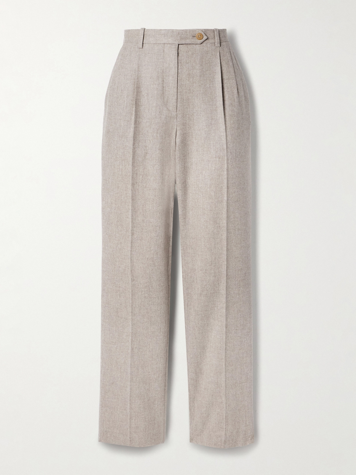 The Row Norbert Brushed Wool And Cashmere-blend Straight-leg Pants In Cream