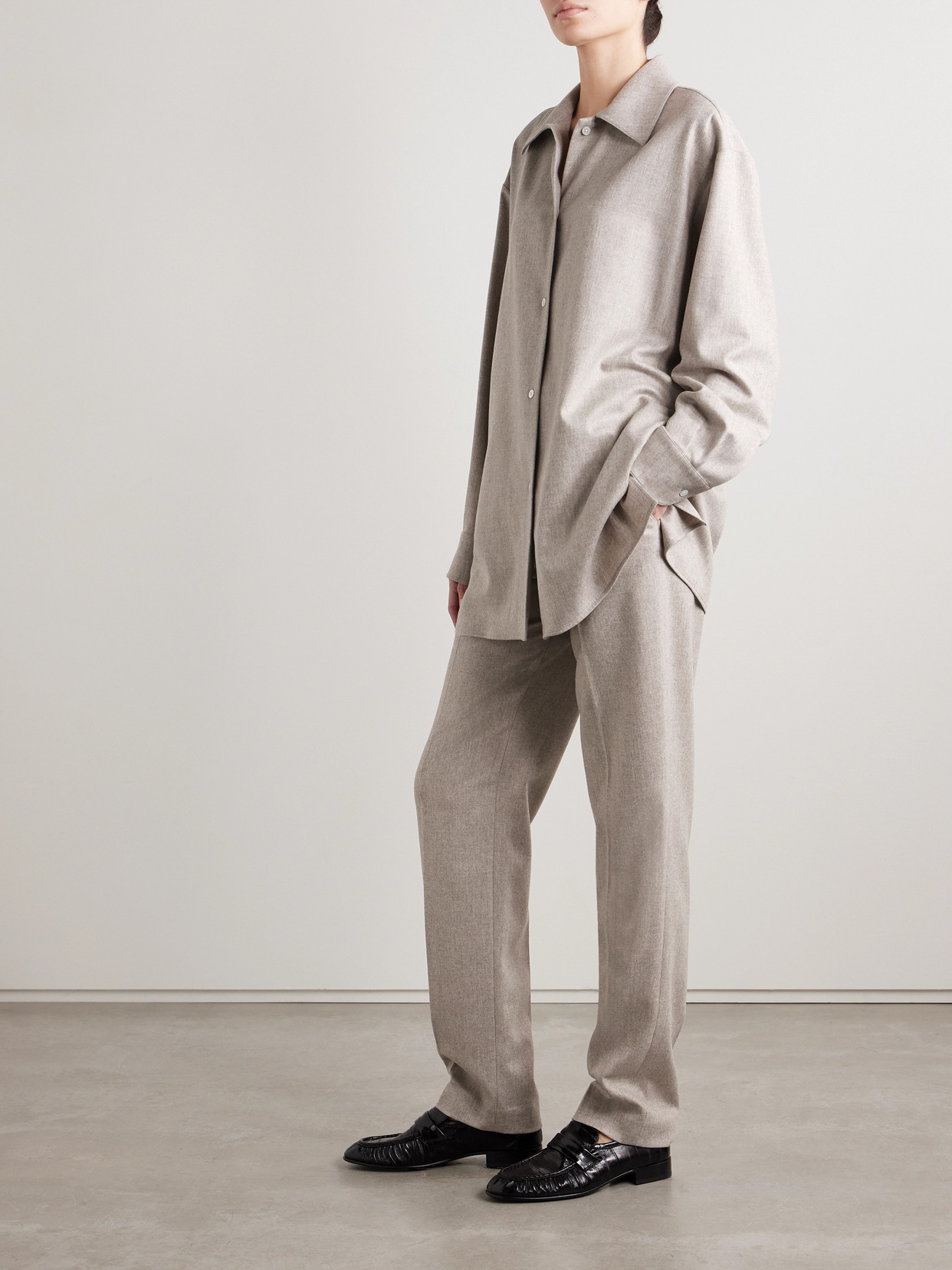 THE ROW KOMAKO BRUSHED WOOL AND CASHMERE-BLEND SHIRT