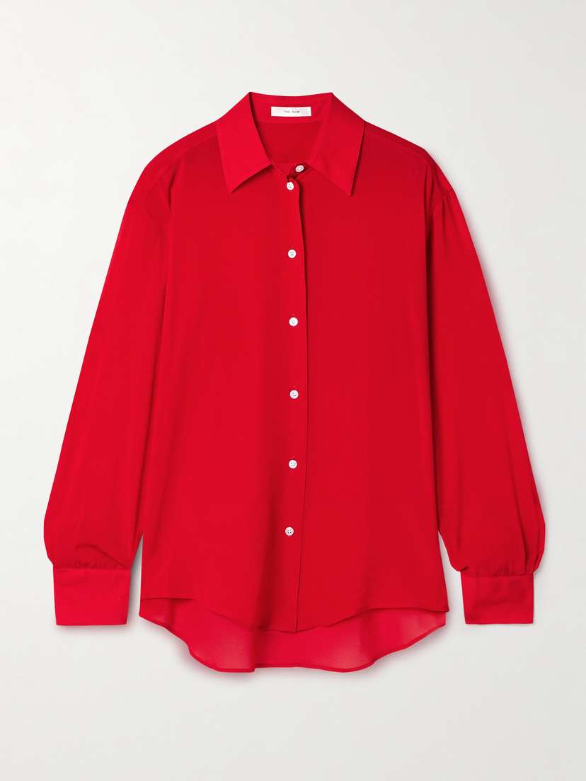 The Row Elia Brushed Stretch-silk Shirt