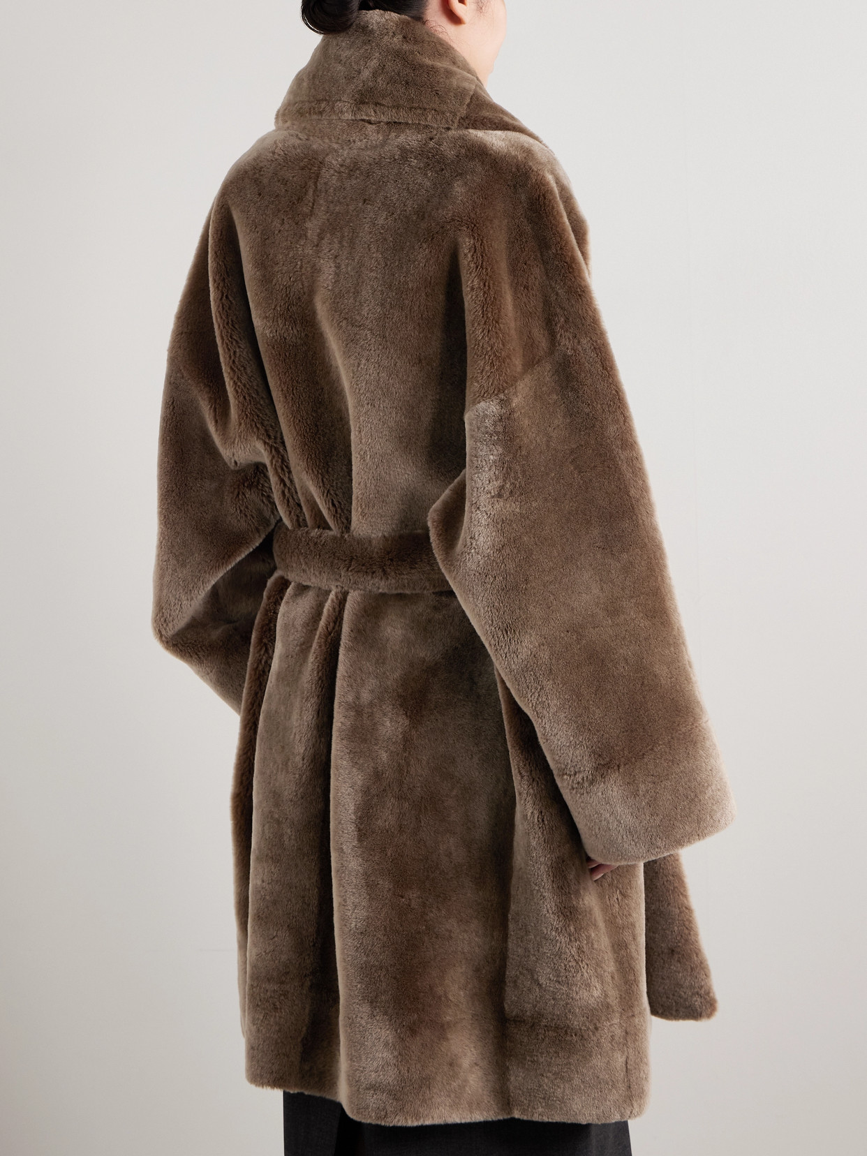 THE ROW LUCJA OVERSIZED BELTED SHEARLING COAT