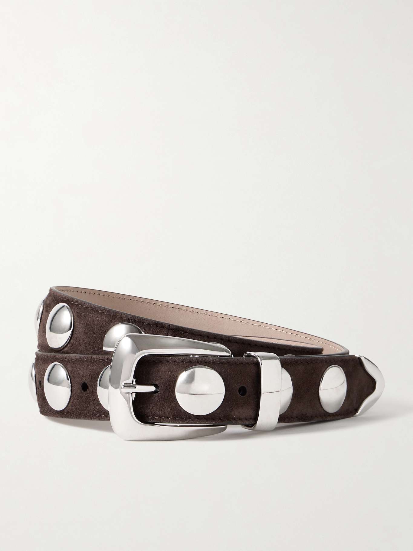 Benny Belt with Silver Studs in Dark Tan