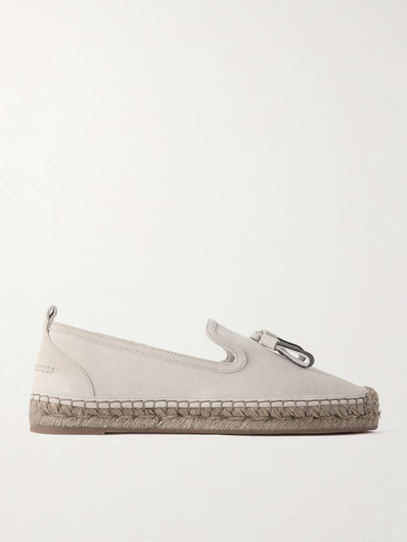 Brunello Cucinelli Bead-embellished Suede Espadrilles
