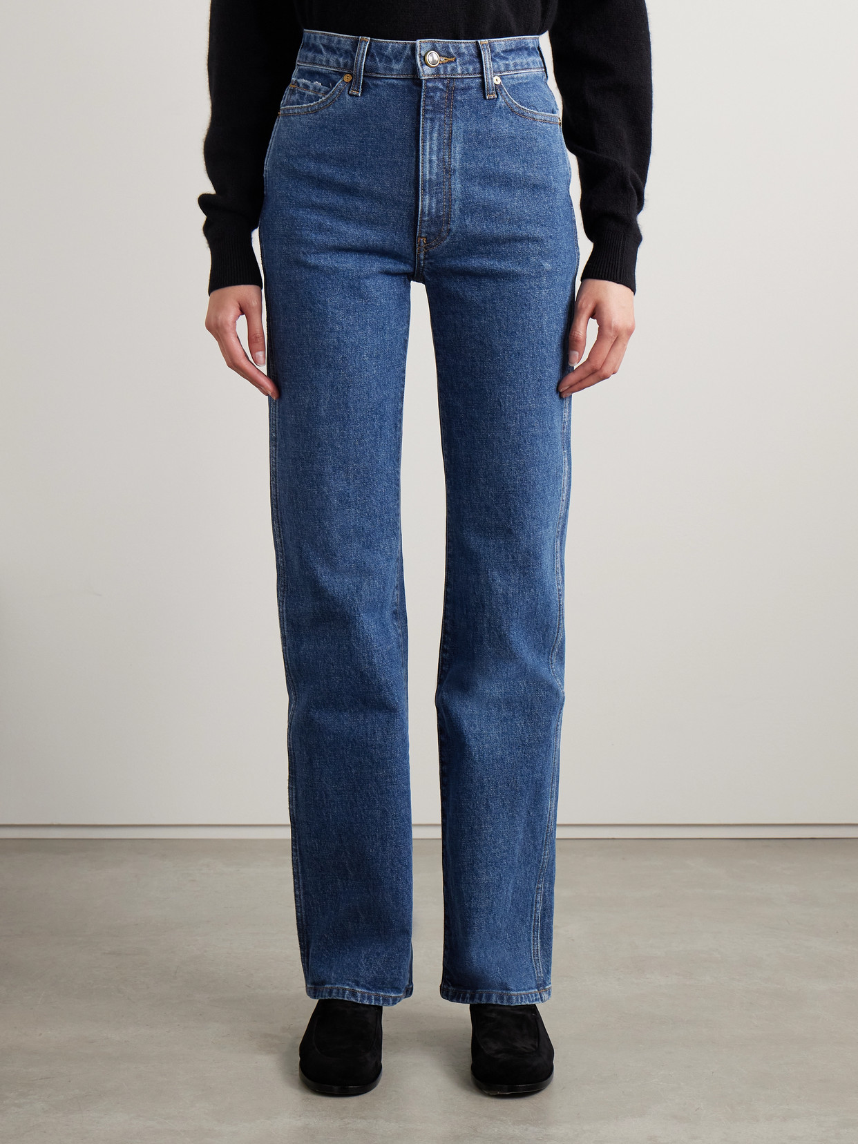 Khaite Danielle High-rise Slim-leg Jeans In Blue