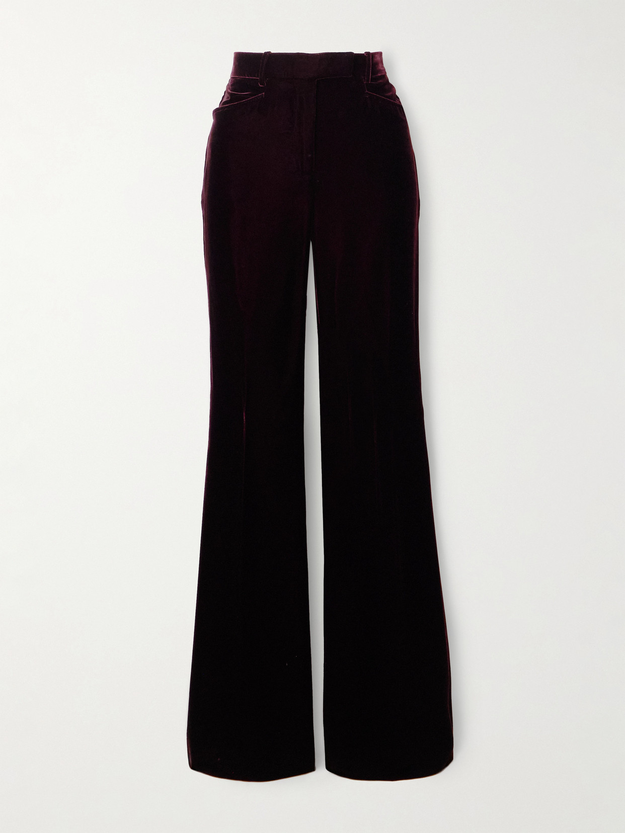 Tom Ford Velvet Wide-leg Trousers In Burgundy