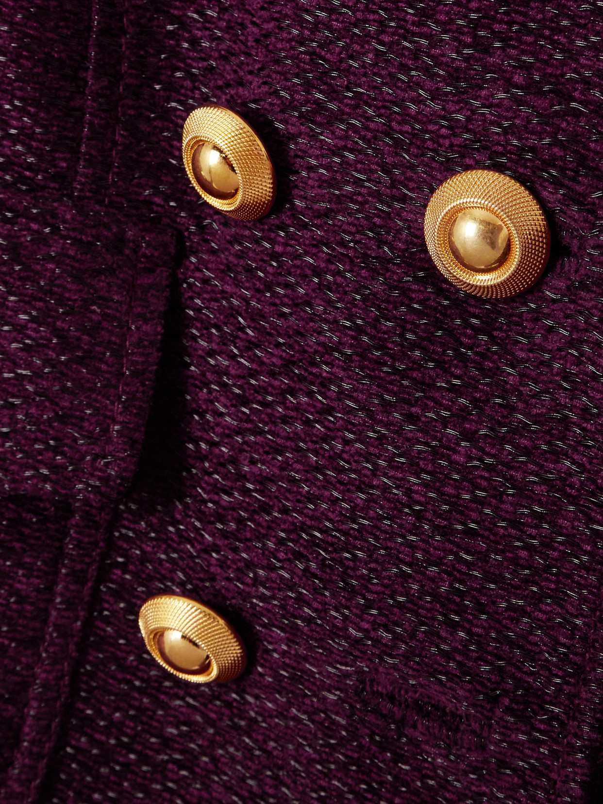 Tom Ford Double-breasted Metallic Tweed Jacket In Purple