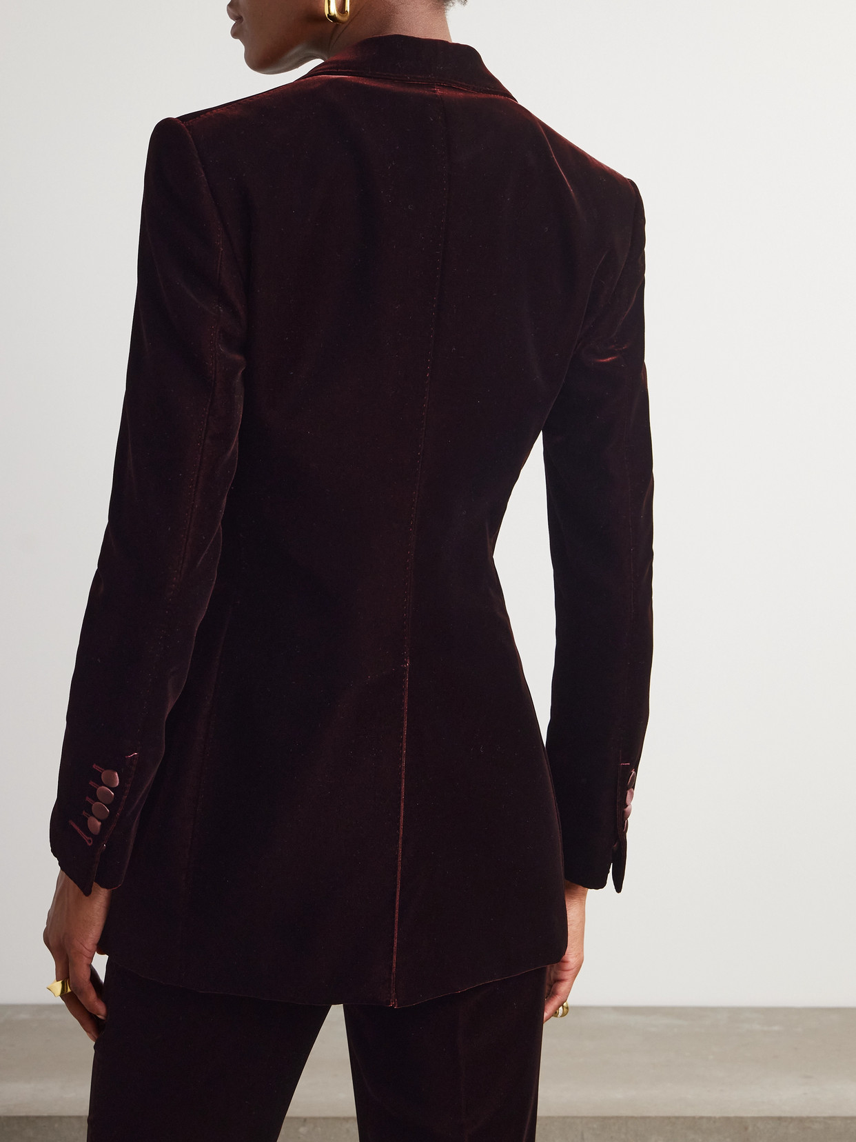 Tom Ford Silk-satin Trimmed Velvet Blazer In Burgundy