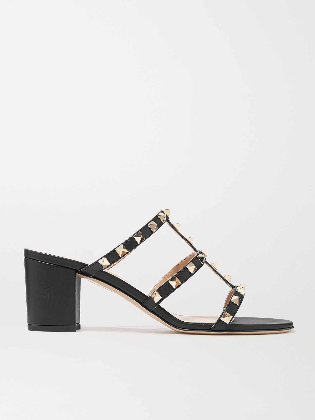 Shop Valentino Rockstud 60 Leather Mules In Black