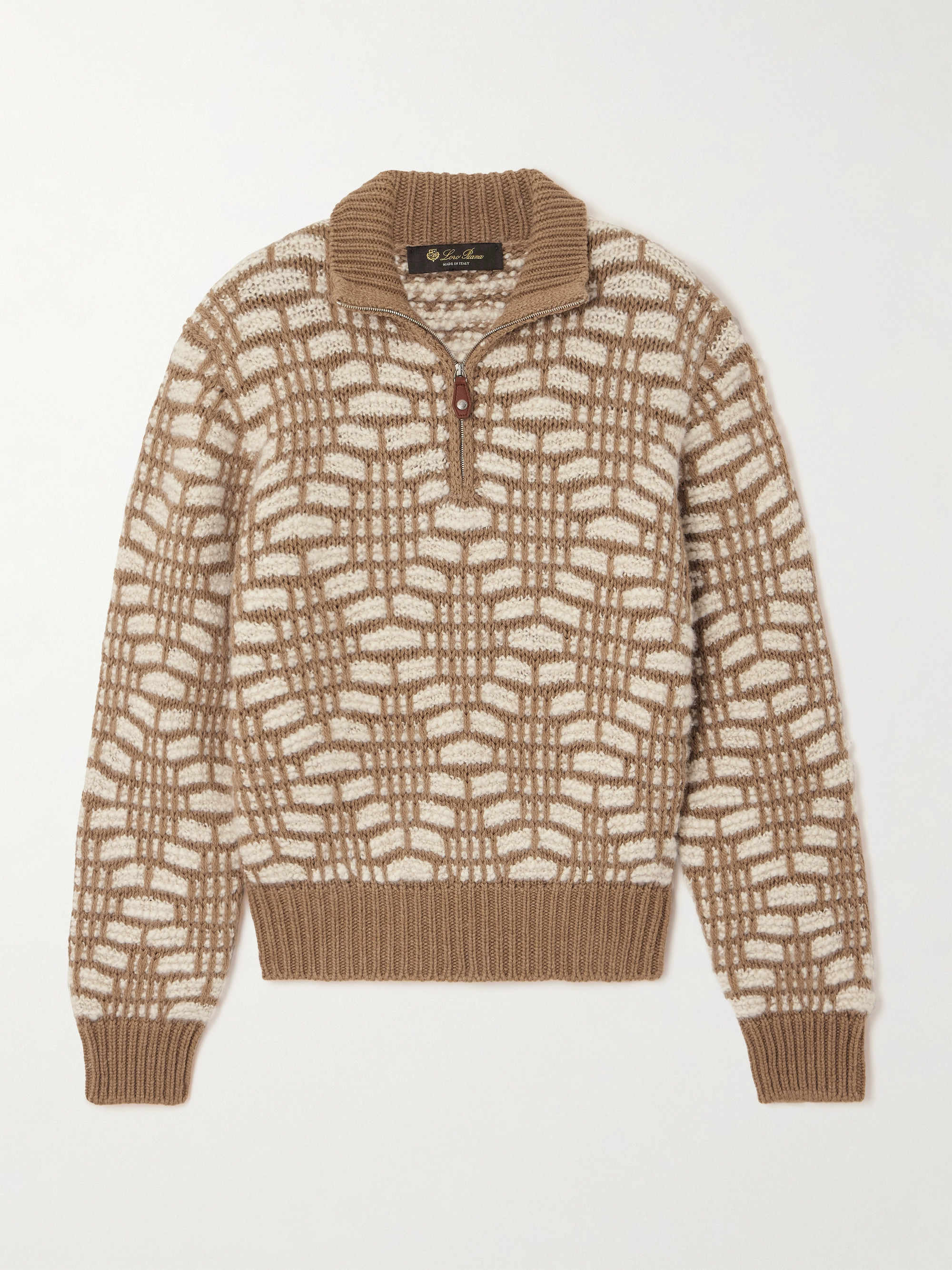 Loro Piana Jacquard-knit camel hair sweater thumbnail
